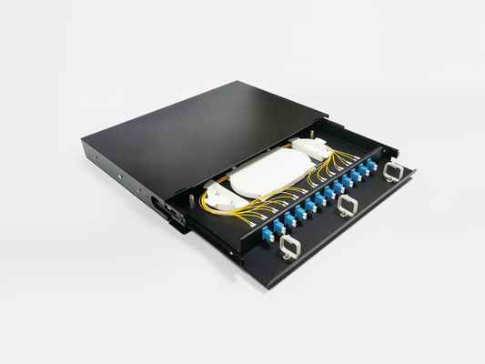 acheter 12 ports noyaux optiques du duplex 24 du tableau de connexions de fibre de Slding de bâti de support de 19 pouces 1U LC UPC fabrication en ligne