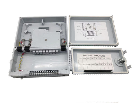 acheter 16 ports FTTH 1*8 PLC Splitter boîte de distribution optique IP65 Indonésie Télécom 2 portes gris fabrication en ligne