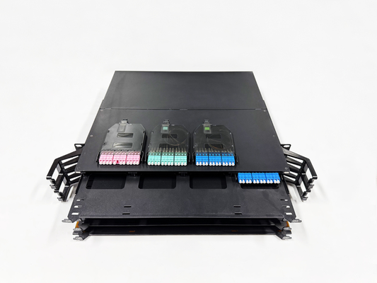 acheter Densité élevée 2U 19 pouces 144 Noyau pour MPO à LC MTP Déchargement de diapositive Panneau de patch en fibre optique MPO Rack Data Center Solution fabrication en ligne