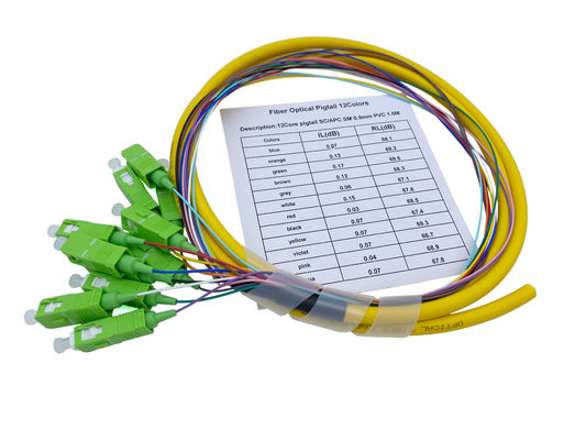 acheter 12 jaune optique de PVC 900um 1.5Mts de Sc RPA G652D de tresse de fibre des noyaux FTTH fabrication en ligne