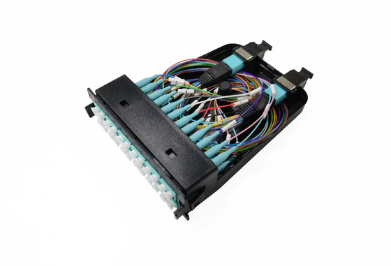 acheter 12 24 cassettes OM3 en plastique 10G Aqua Male Multimode Cable des fibres MPO MTP fabrication en ligne
