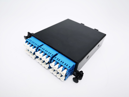 acheter cassette de câble optique de fibre de 12F 24F MTP MPO pour le noir en métal du support 19Inch 1U de tableau de connexions fabrication en ligne
