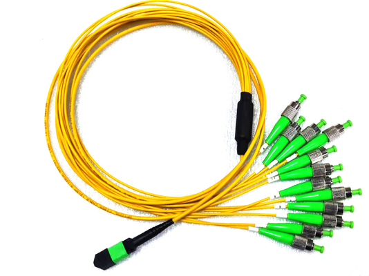 acheter 12 mâle de la fibre MPO RPA au jaune d'évasion du mode unitaire 9/125um de corde de correction de sortance de FC RPA fabrication en ligne