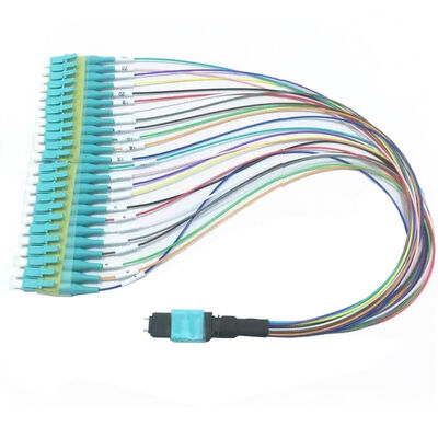 MPO câble de harnais 12 fibres fanout LC PC pigtails couleur MM OM3 MM 8F 12F 24F LSZH MPO MTP câble de patch en fibre optique