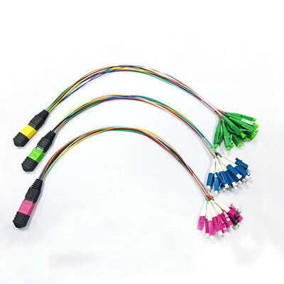 12 cœurs MPO-LC Multimode fibre optique Breakout patch câble 0,9 mm pour MPO cassettes et boîtiers modulaires