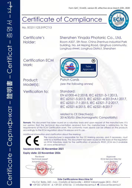 Chine YINGDA TECHNOLOGY LIMITED certifications